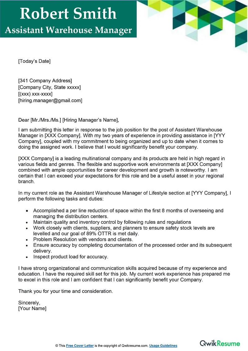39924 warehouse manager cover letter sample 3