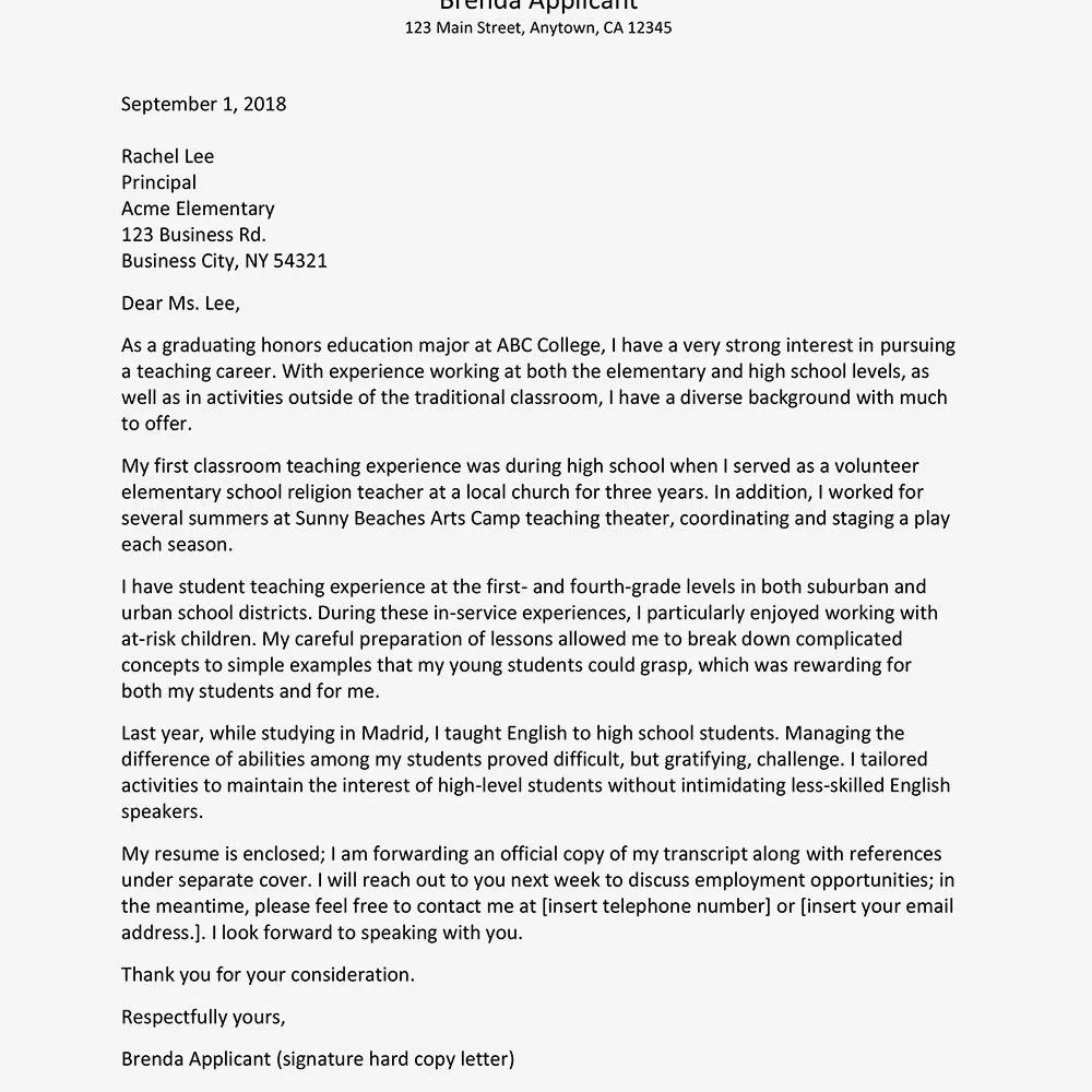 39925 teacher cover letter layout