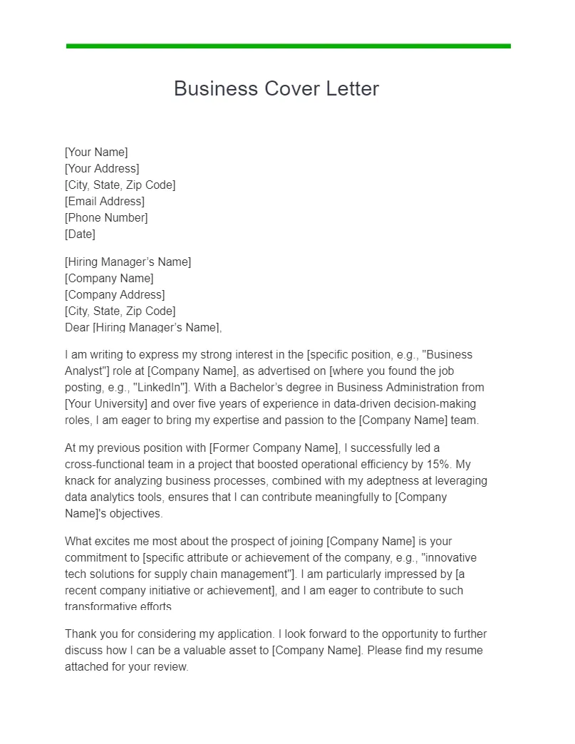 39929 cover letter business plan value