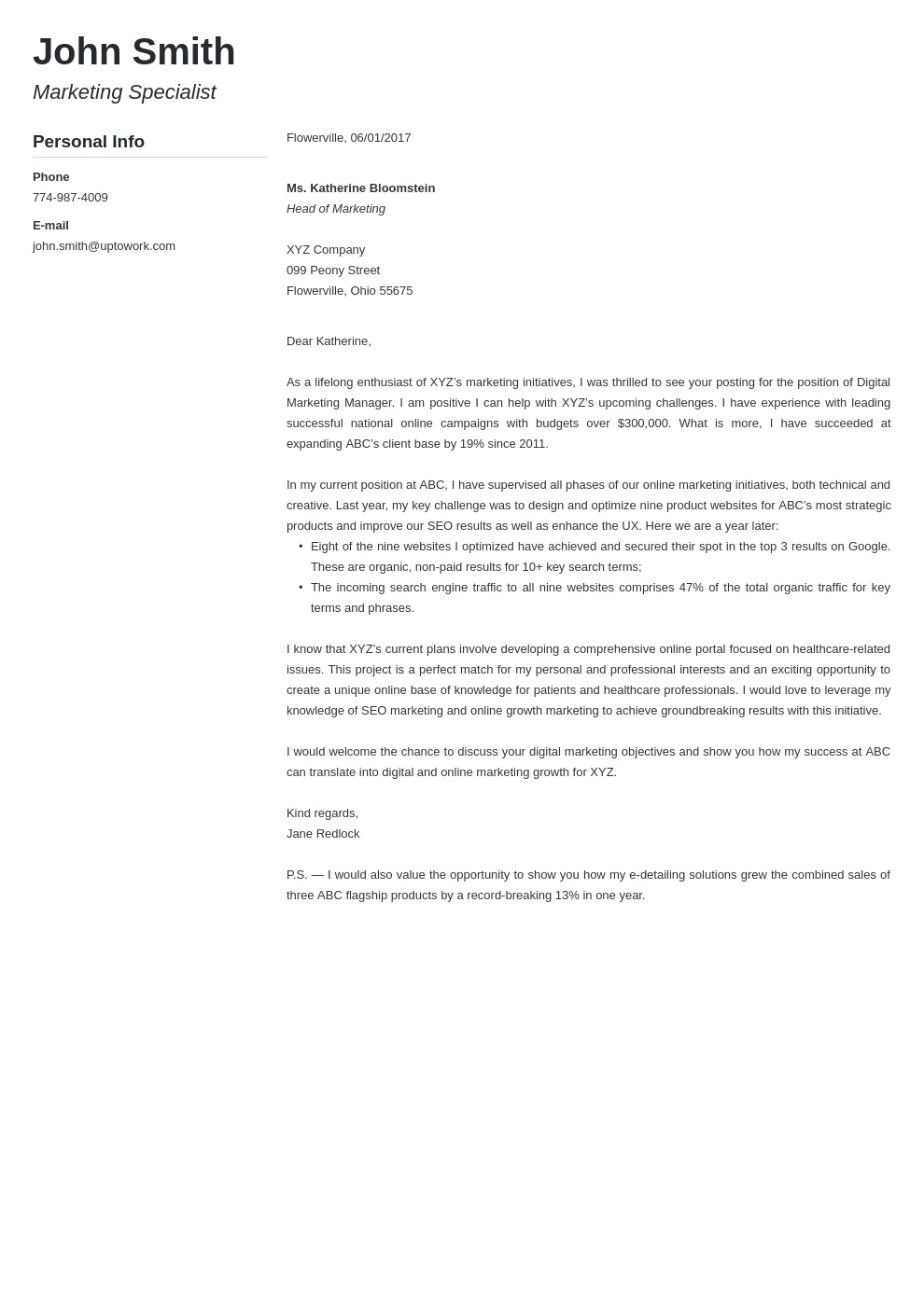 39933 marketing cover letter