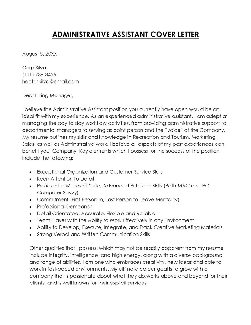 39944 administrative assistant cover letter