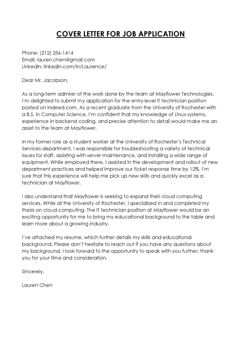 39945 cover letter structure