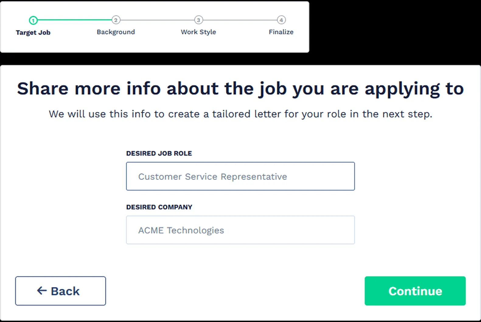 39946 cover letter builder online interface