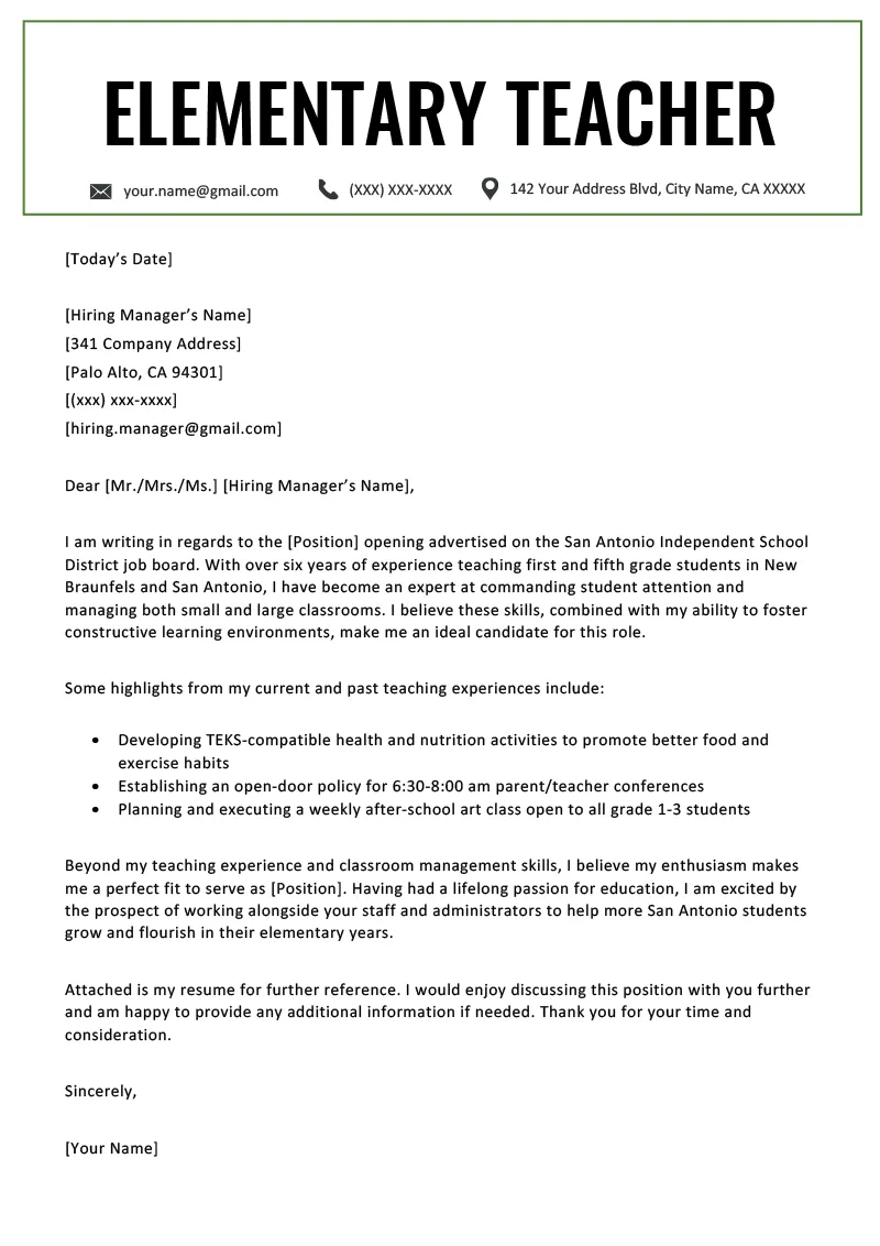 39952 teacher cover letter guide