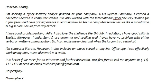 39963 cyber security analyst cover letter