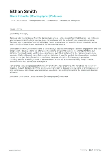 39969 dance cover letter template
