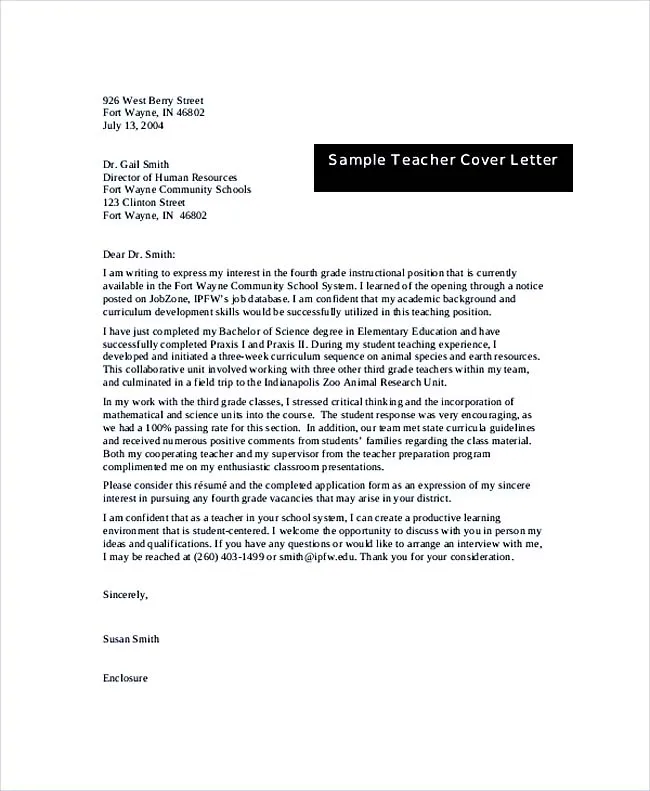 39973 cover letter teaching job formatting