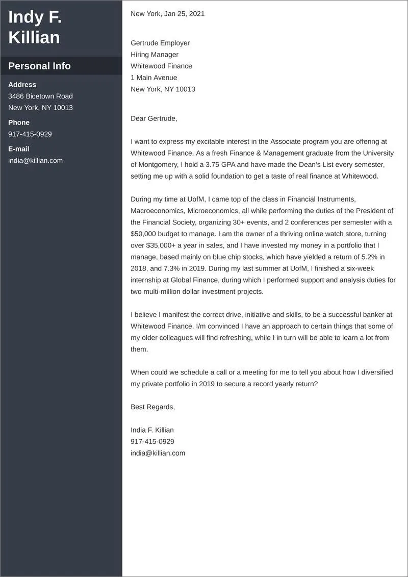 39985 recent graduate cover letter