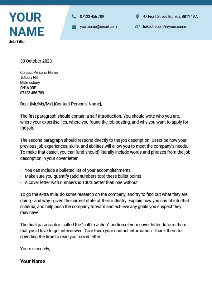 39993 cover letter font size