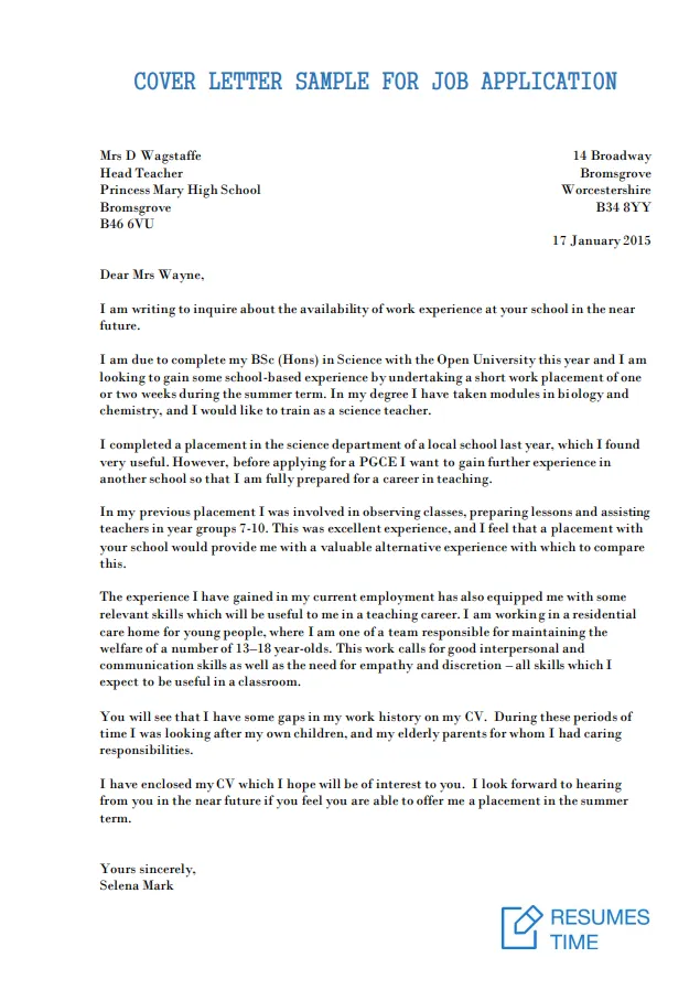 40004 cover letter purpose