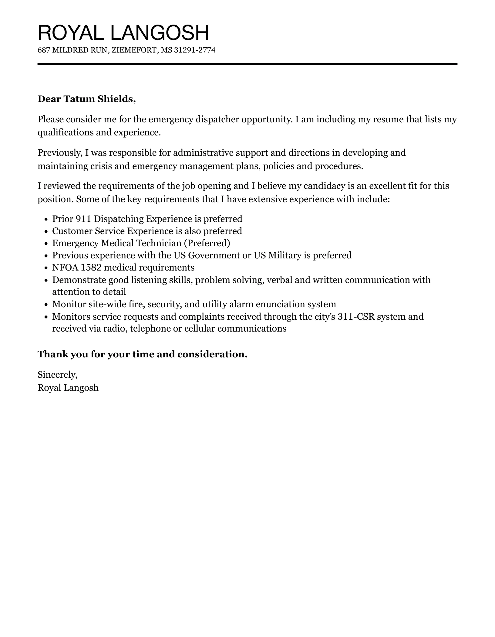 40006 formatting cover letter