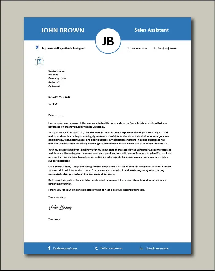 40013 cover letter sales assistant 3