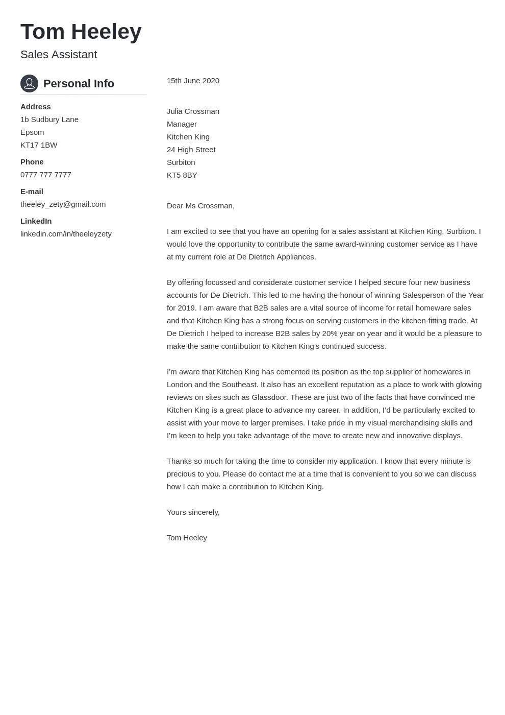 40013 cover letter sales assistant 5