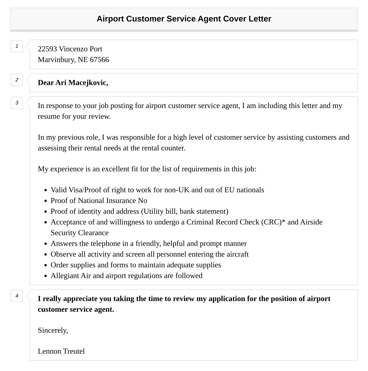 40015 airline cover letter structure