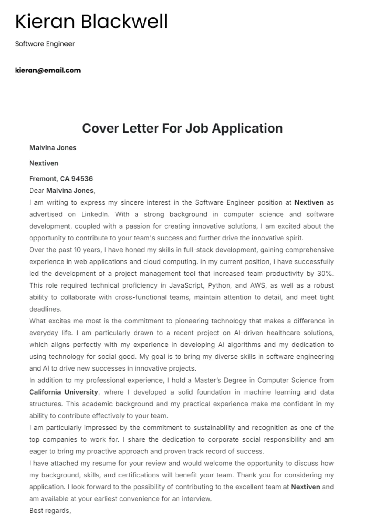 40025 professional cover letter