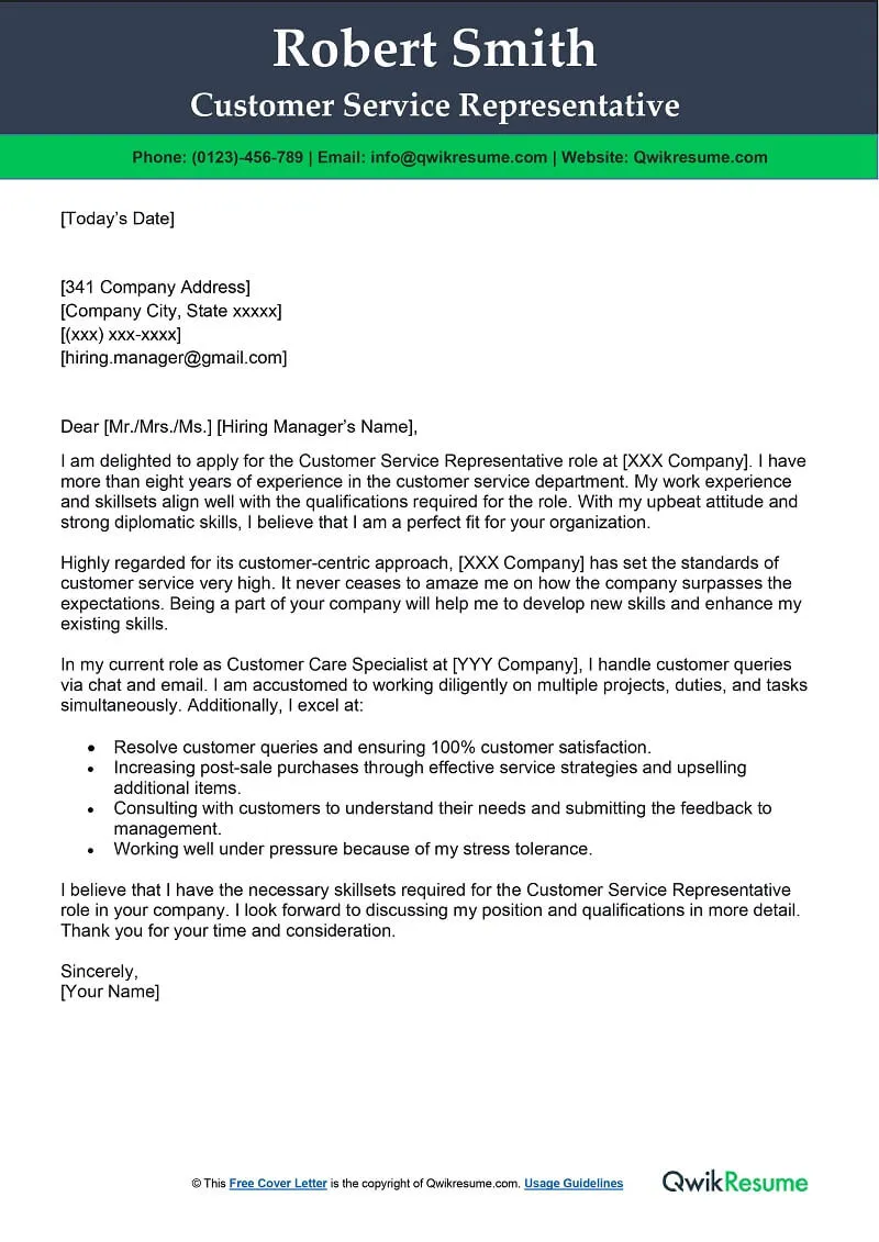 40038 customer service cover letter example