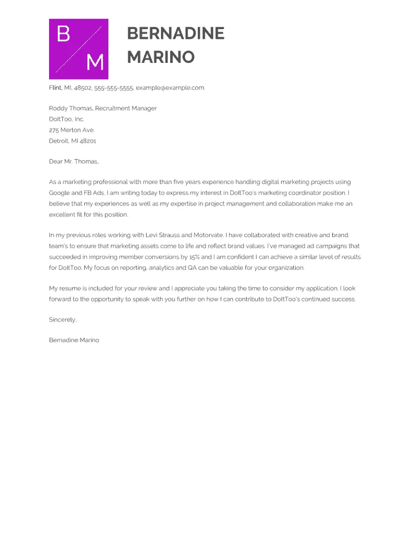 40039 marketing cover letter examples
