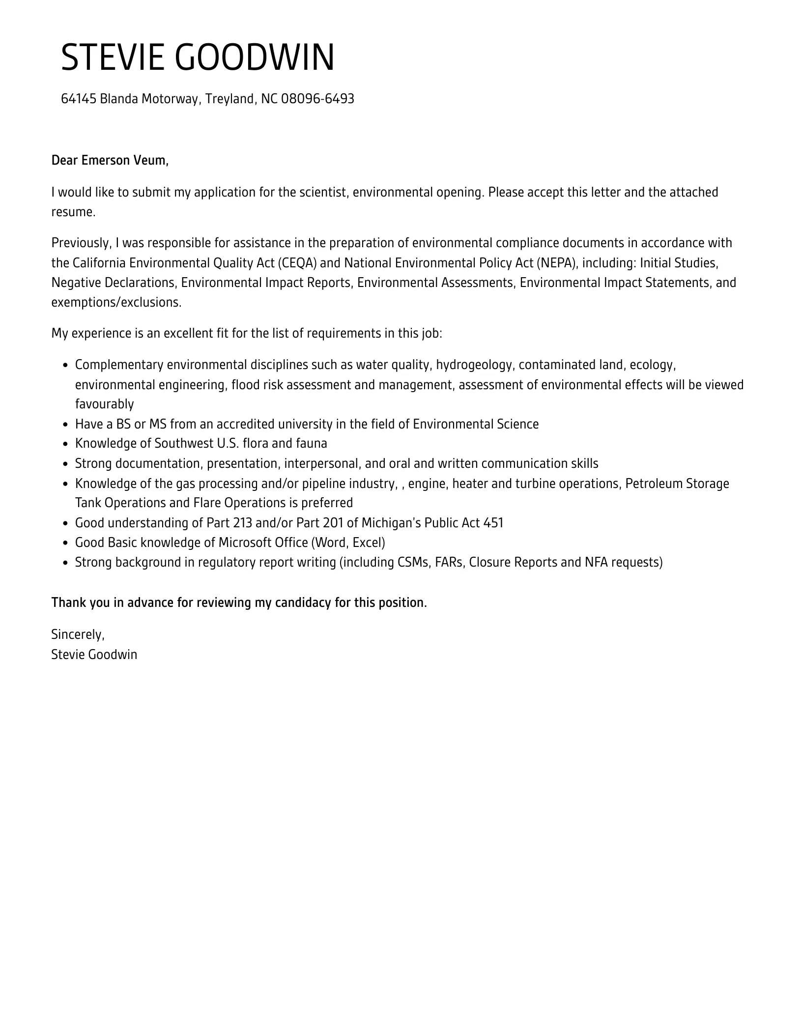 40041 environmental scientist cover letter formatting