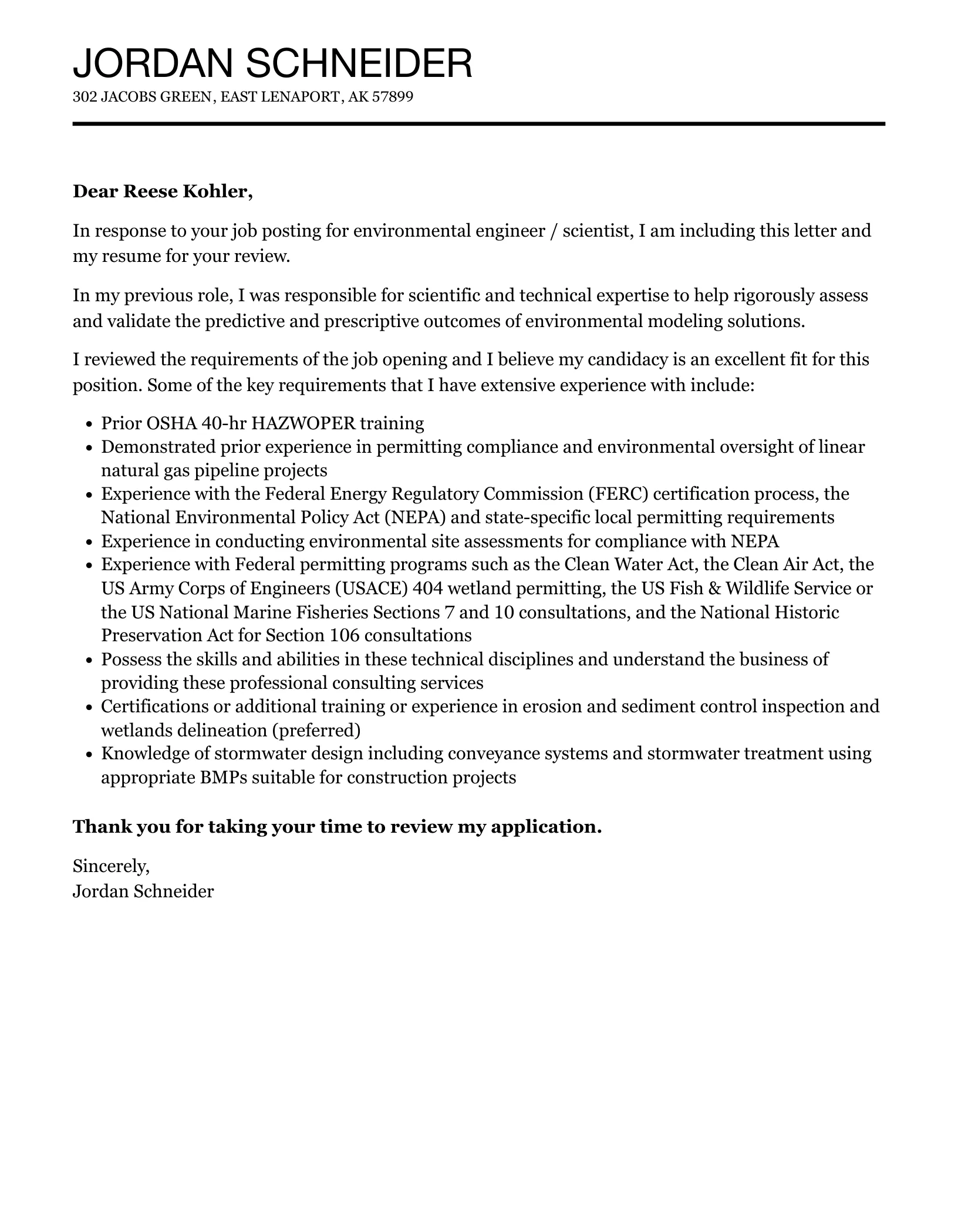 40041 tailoring cover letter environmental science