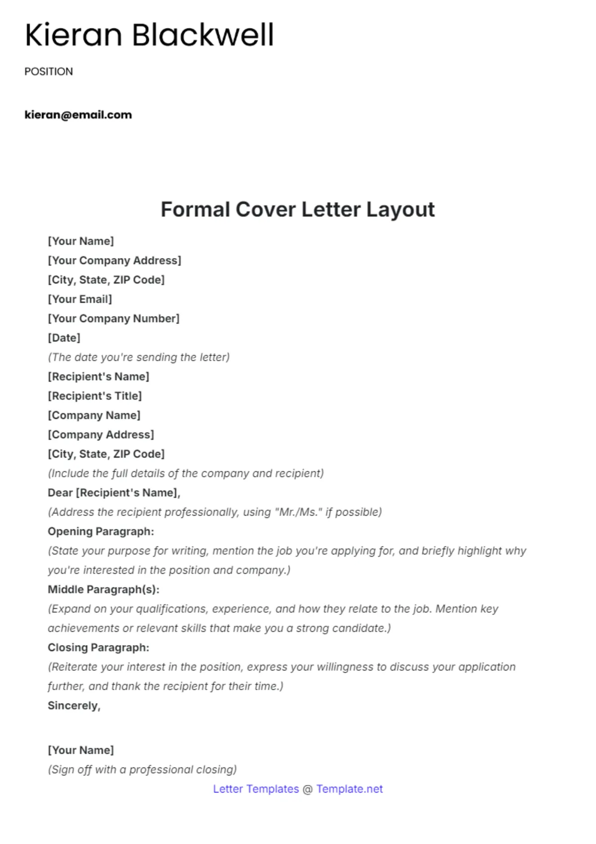 40050 cover letter layout font
