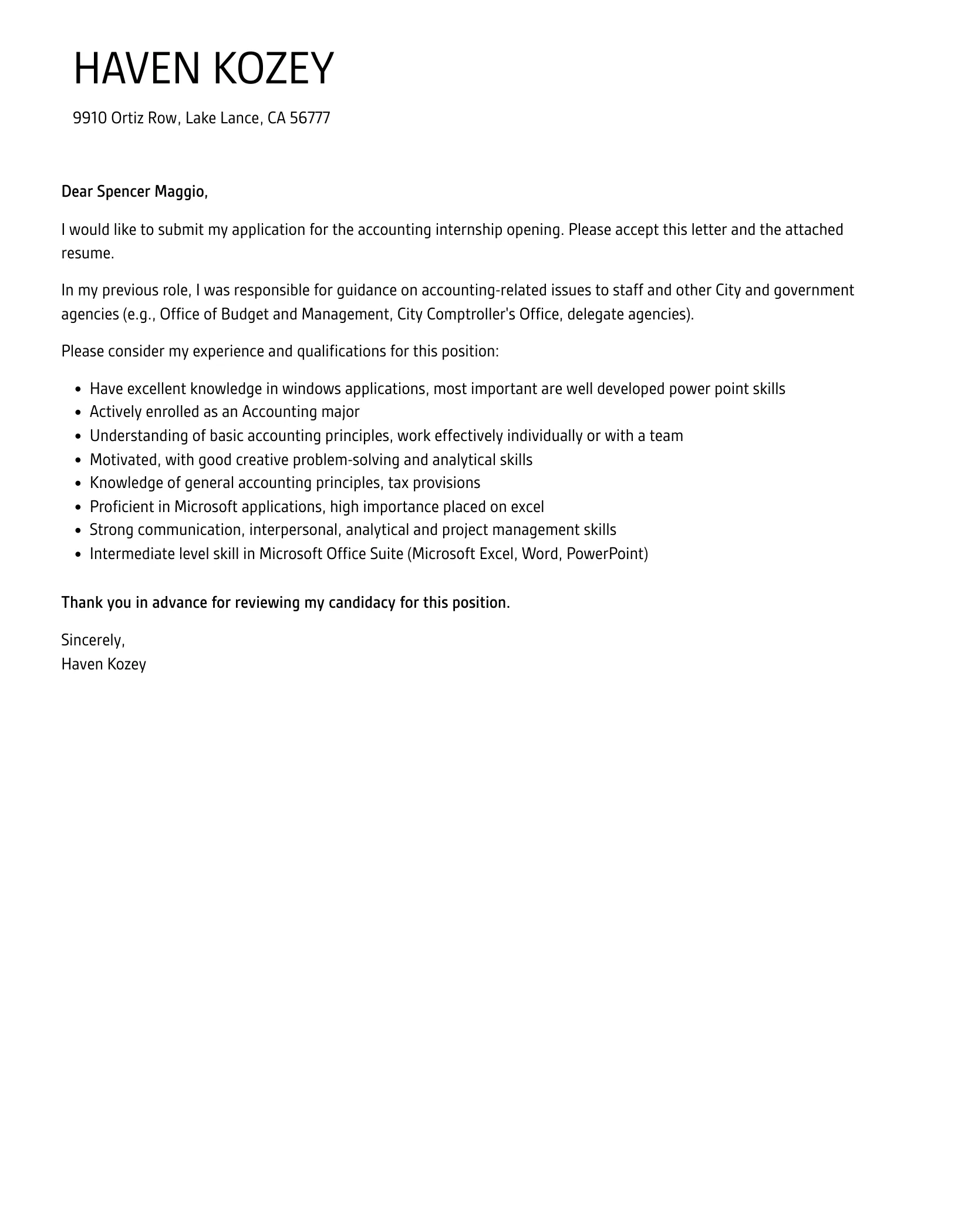 40067 formatting cover letter