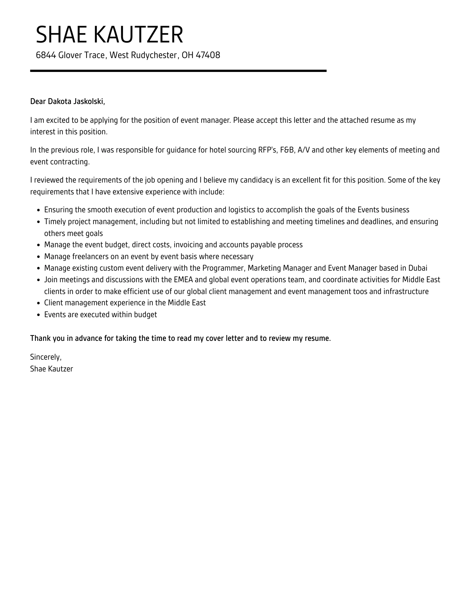 40074 event manager cover letter teamwork