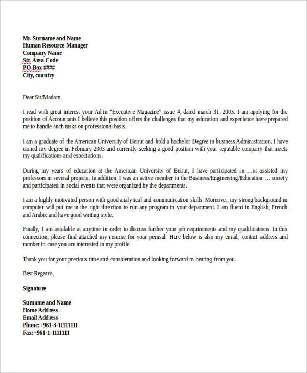 40081 cover letter formatting