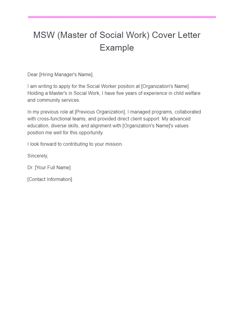 40085 social work cover letter header