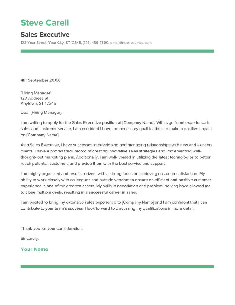 40090 sales executive cover letter contact info
