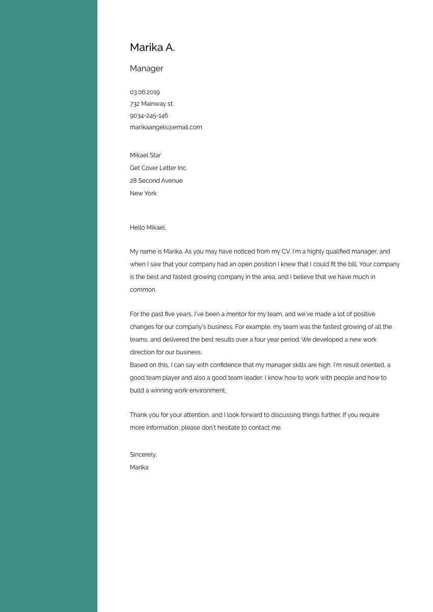 40090 sales executive cover letter opening