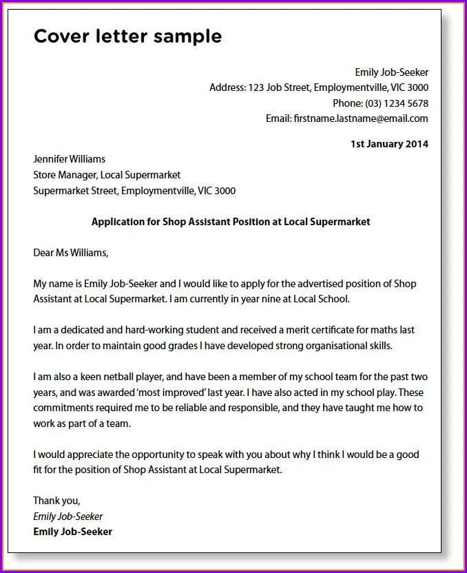 40092 cover letter subject line