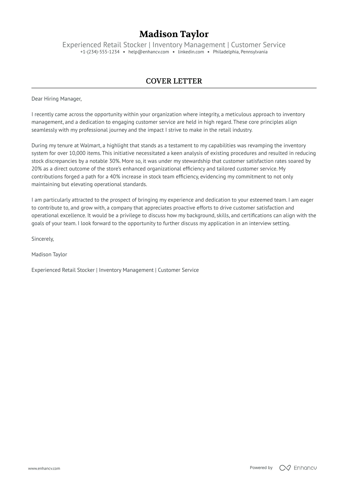 40094 stocker cover letter experience