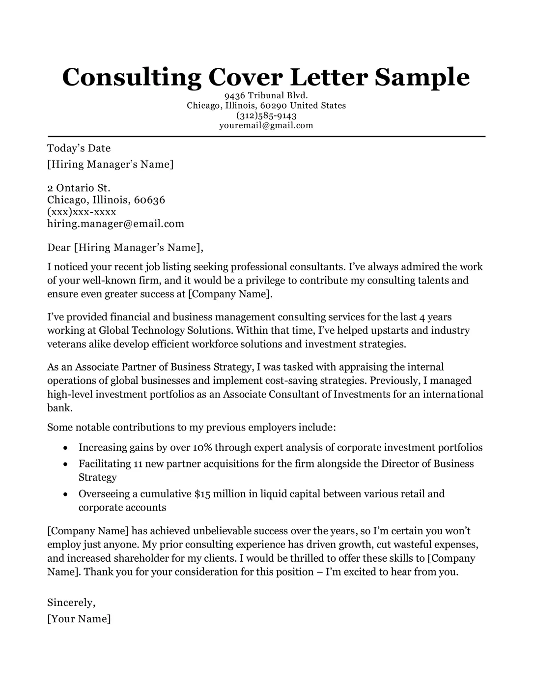 40100 management consulting cover letter