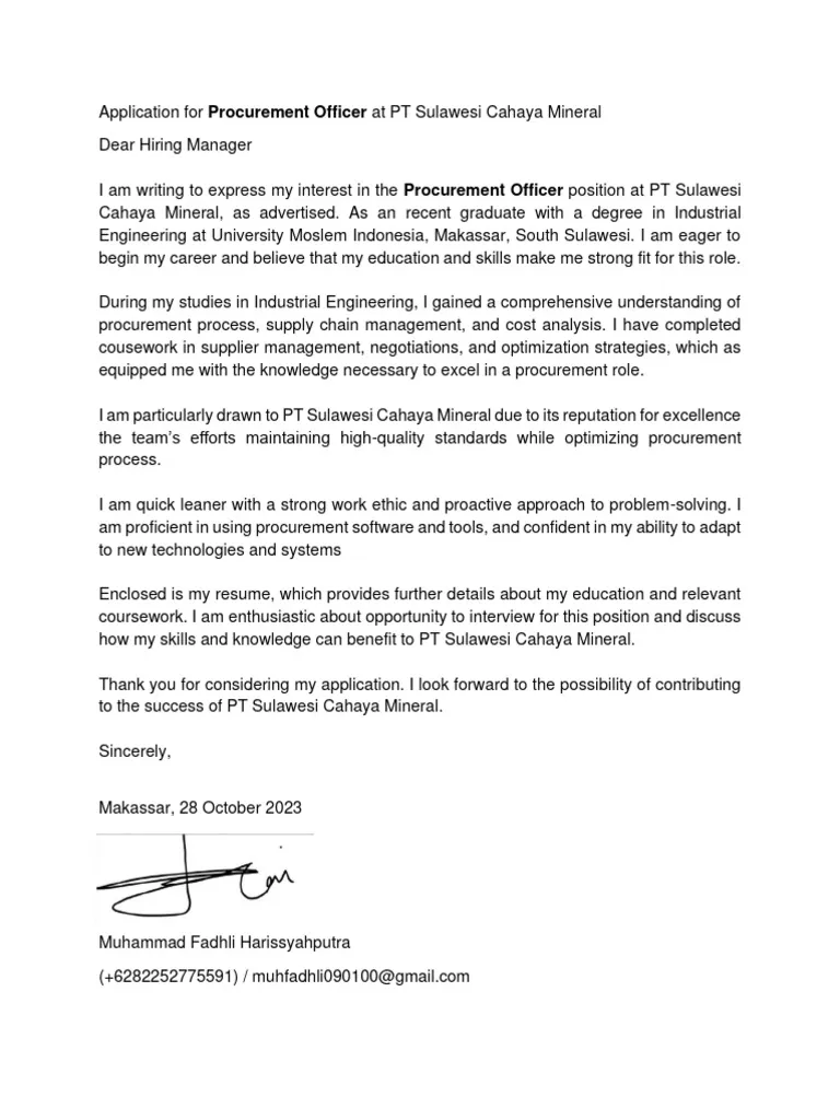 40103 procurement officer cover letter header