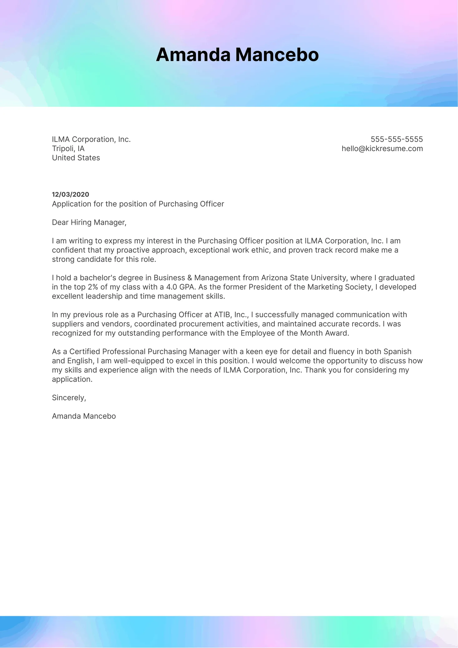 40103 professional salutation