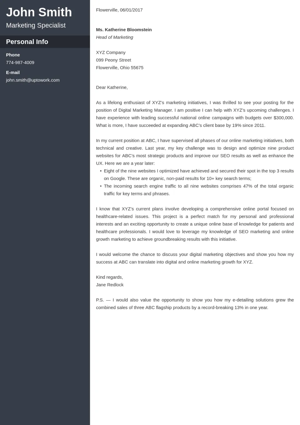 40109 cover letter design