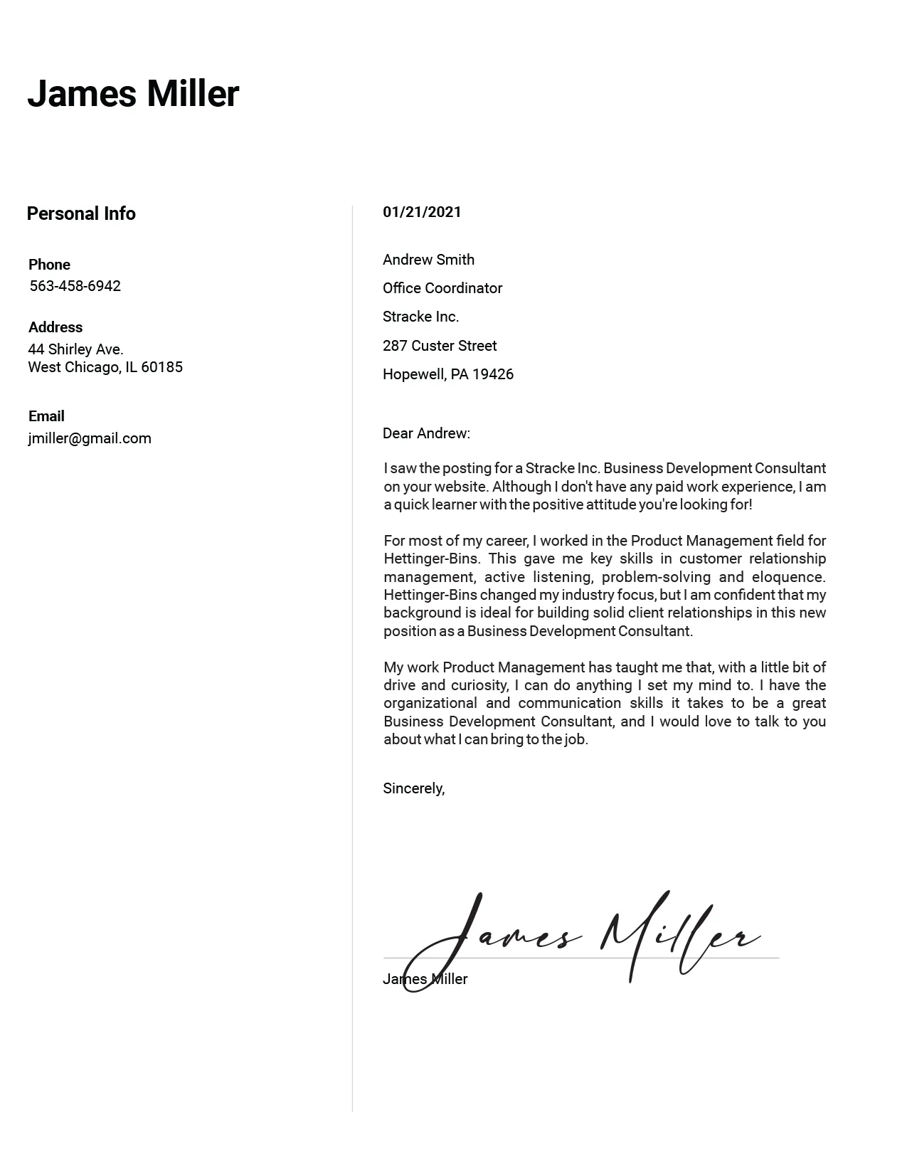 40109 cover letter keywords