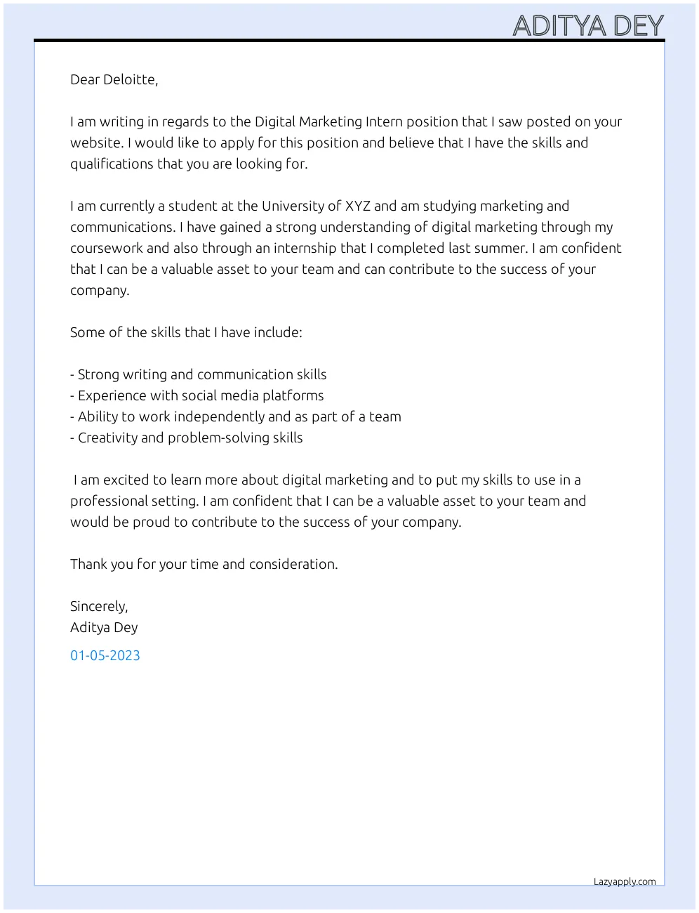 40129 cover letter formatting