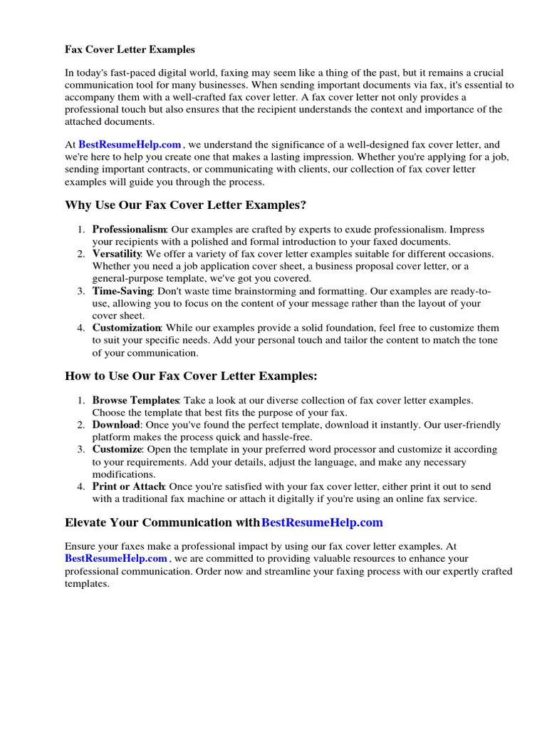 40146 fax cover letter guide