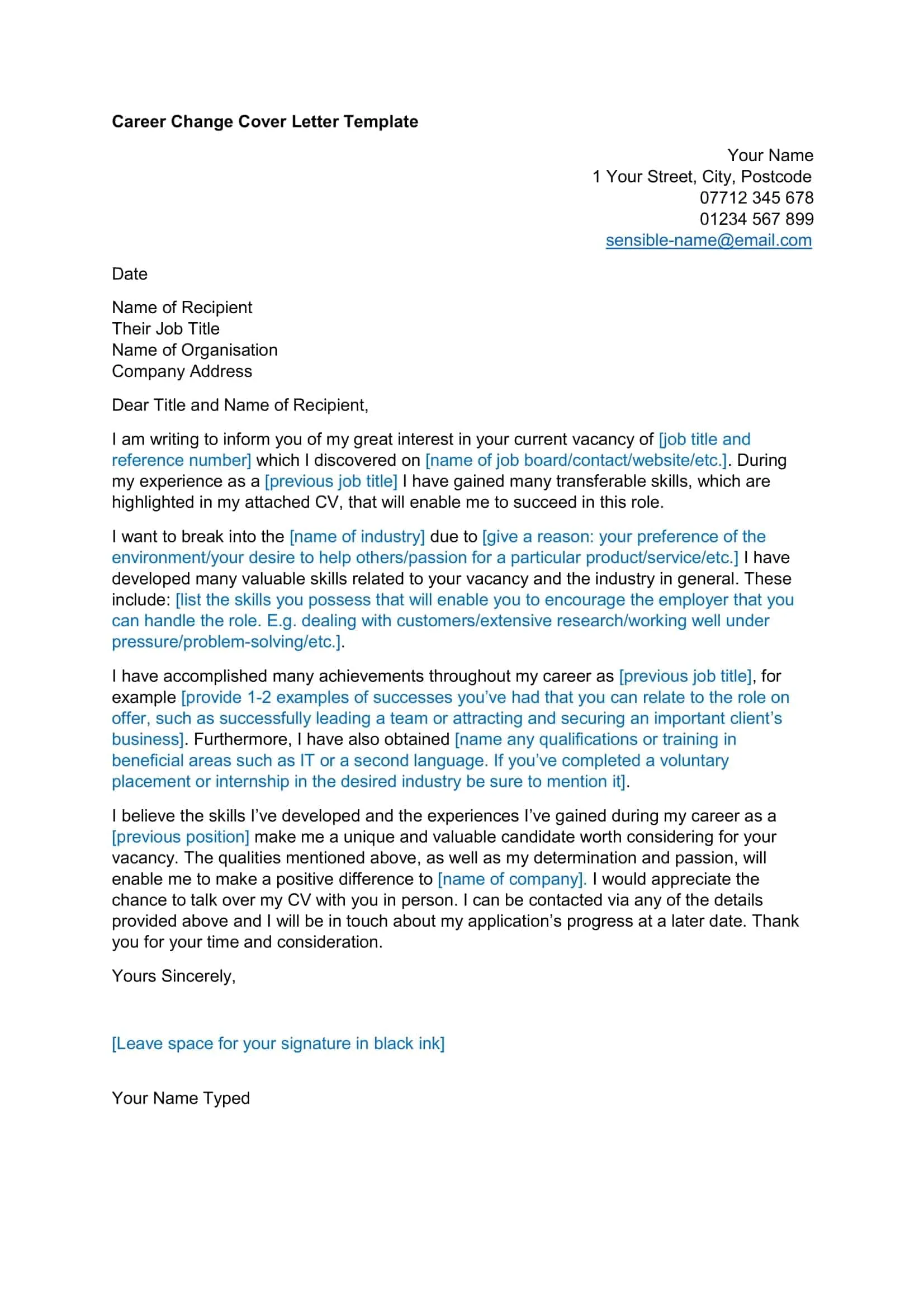 40151 tailoring cover letter