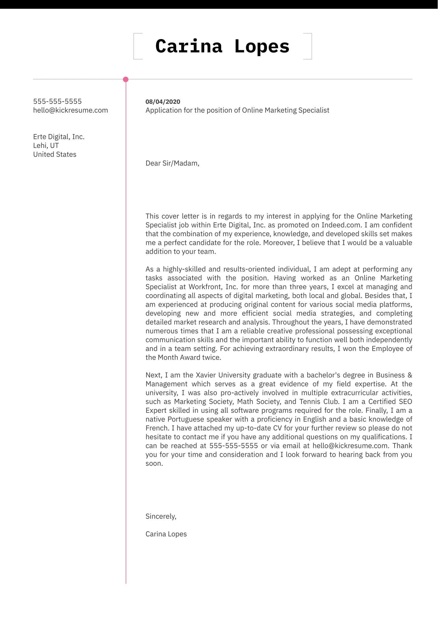 40155 proofreading cover letter