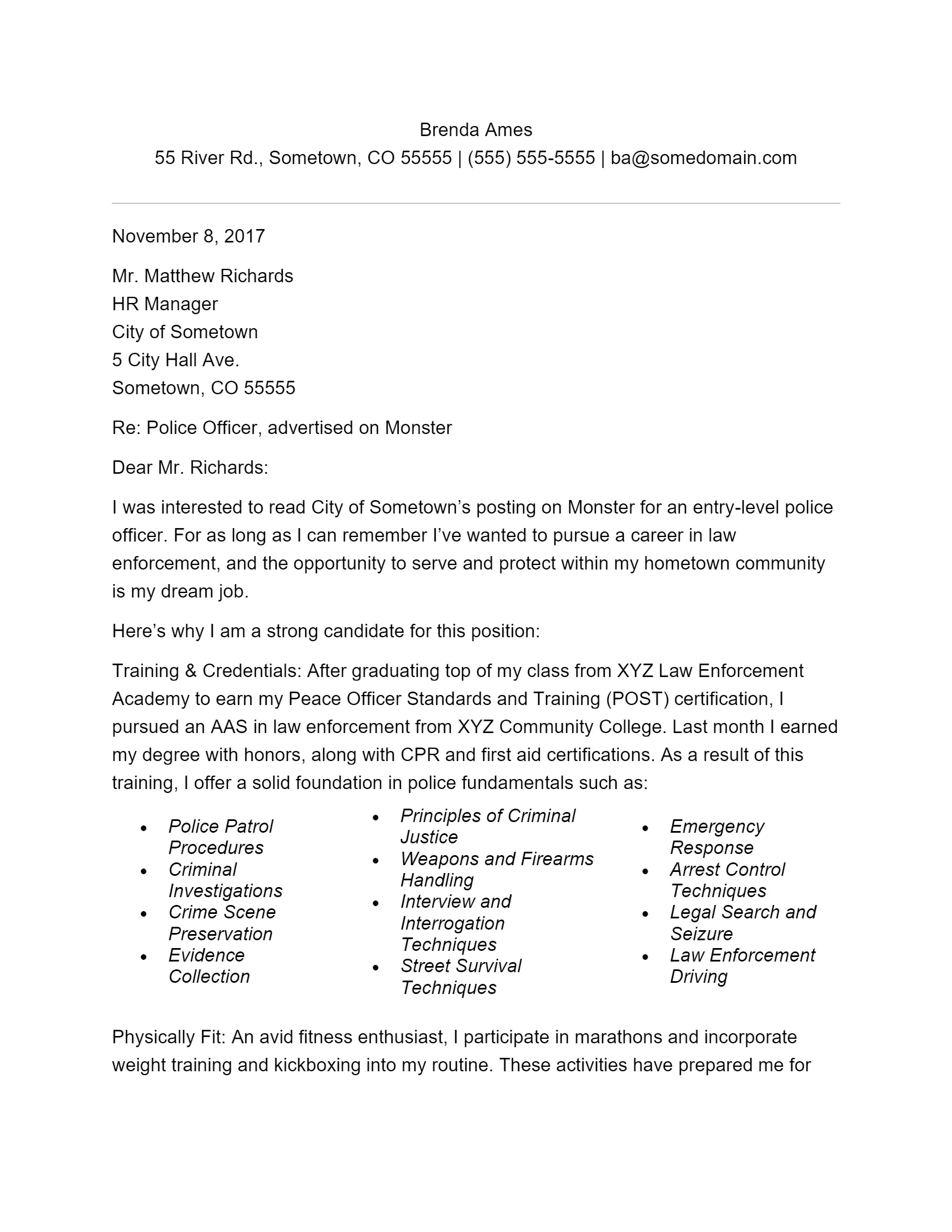 40165 cover letter structure