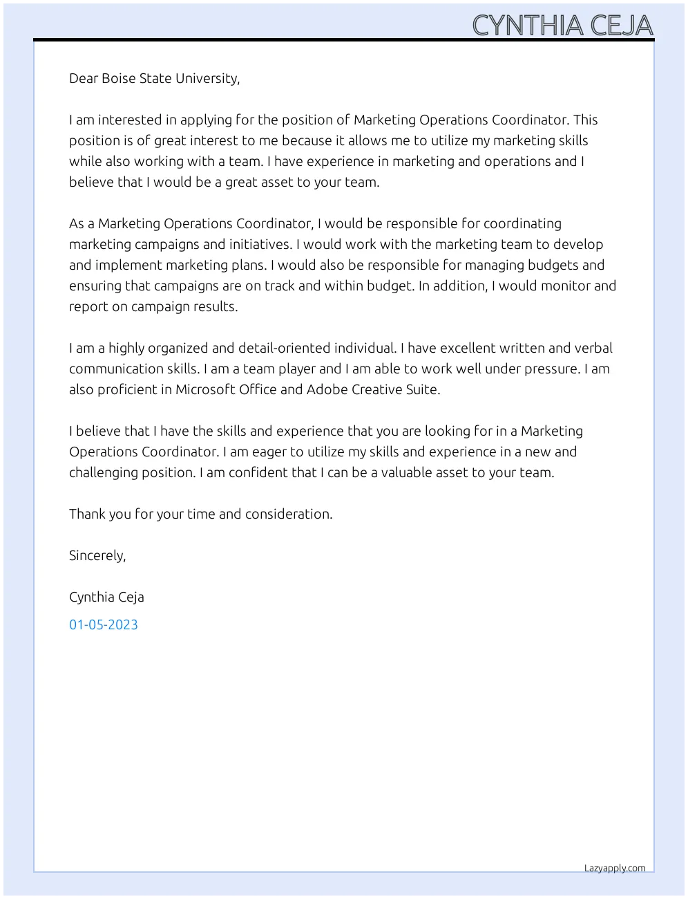 40181 cover letter formatting