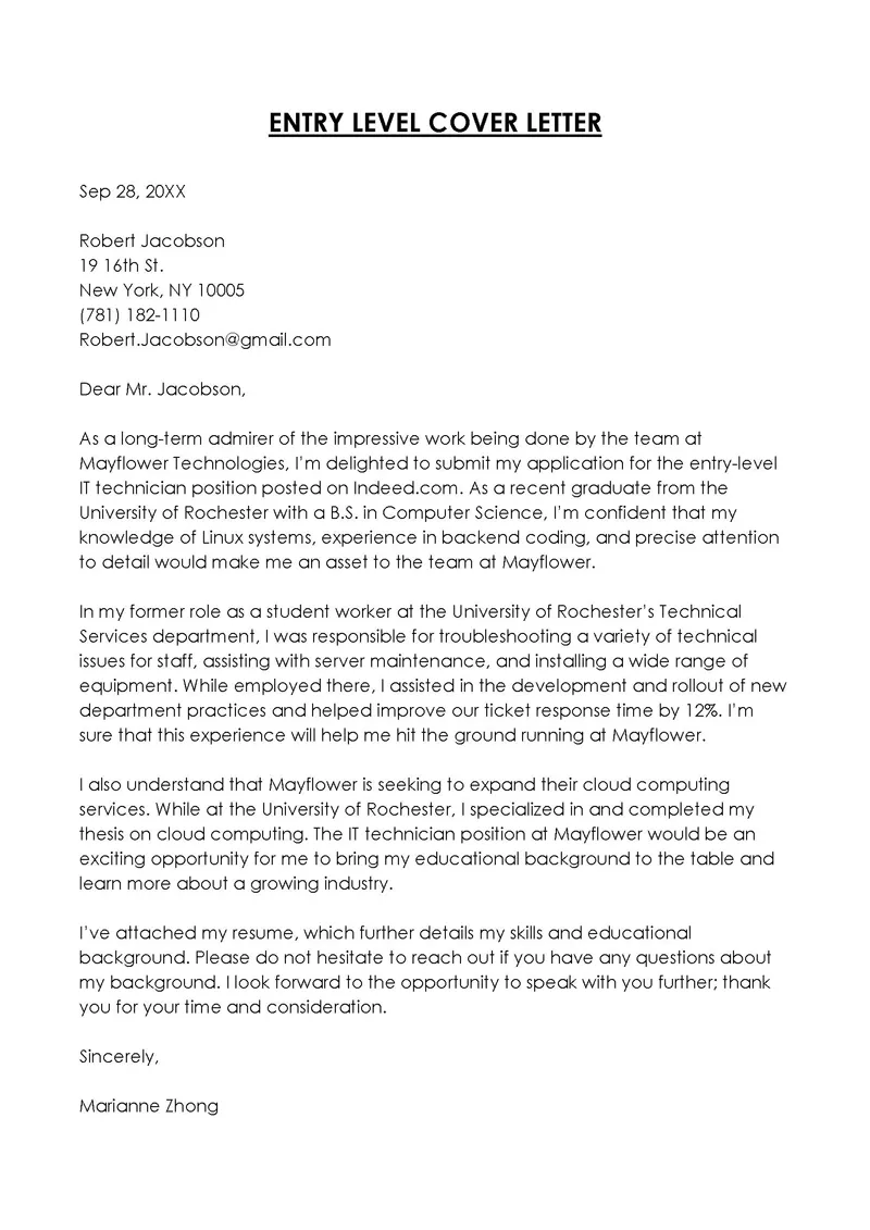 40193 entry level accounting cover letter experience