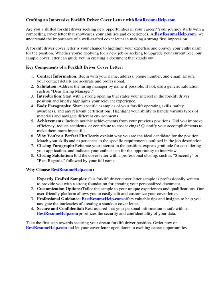 40196 forklift operator cover letter guide