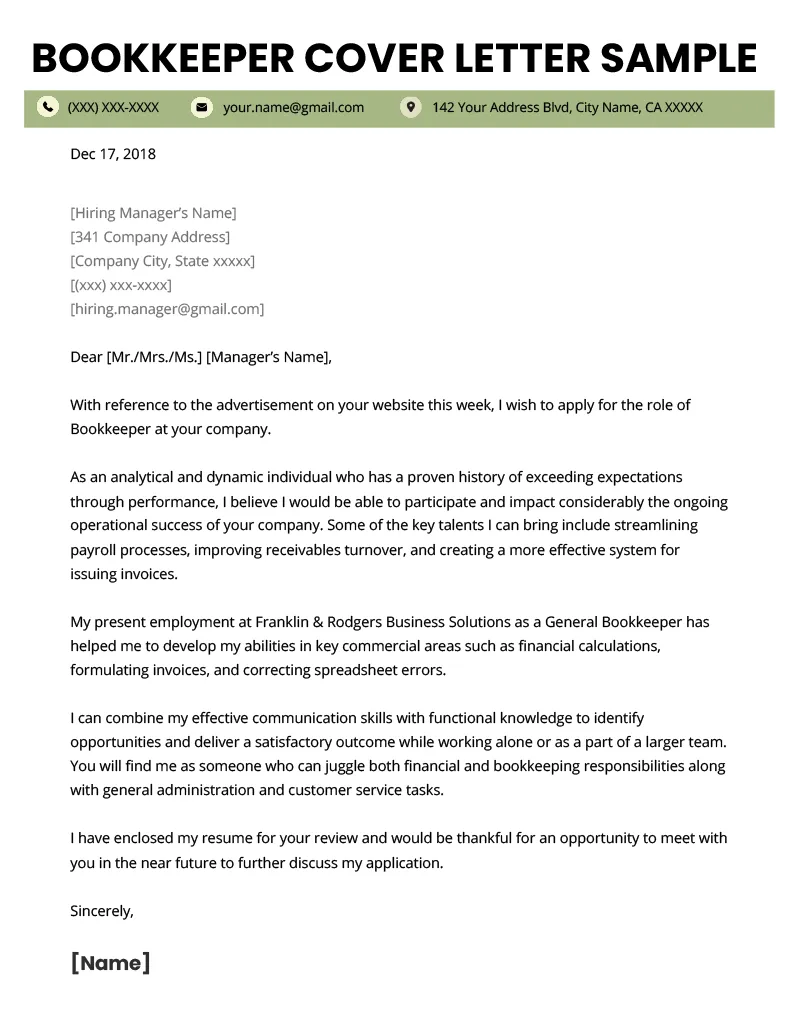 40200 bookkeeper cover letter