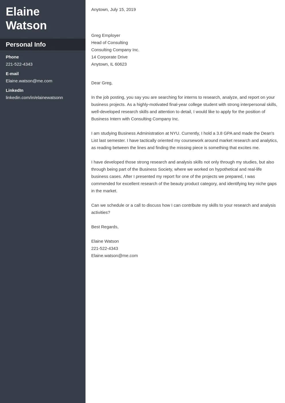 40203 cover letter contact
