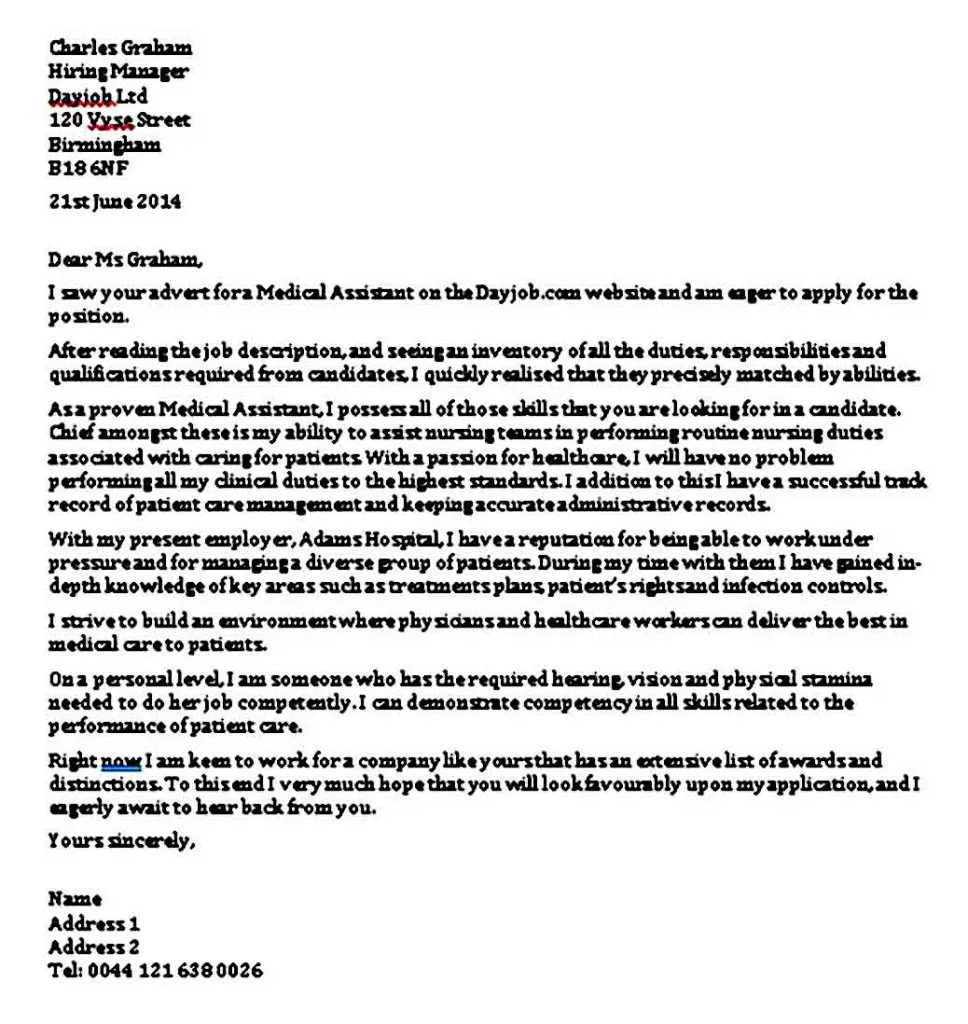 40209 medical assistant cover letter example