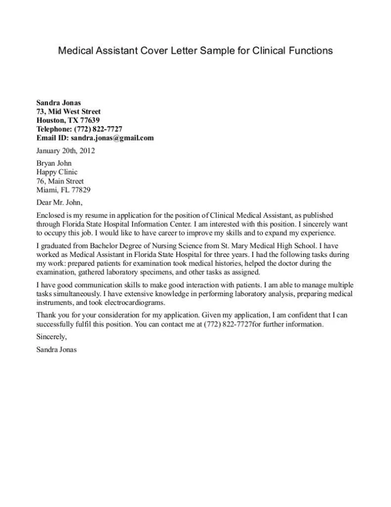 40209 medical assistant cover letter skills