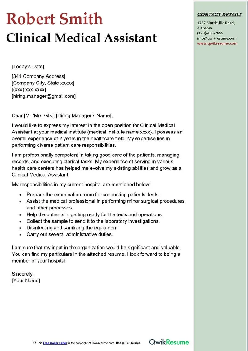 40209 medical assistant cover letter templates